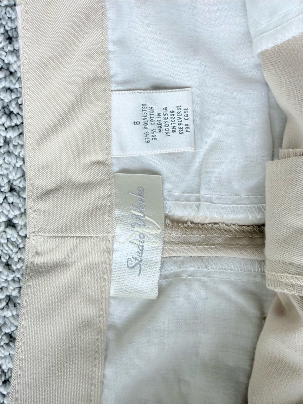 Vintage Y2K Studio Works Beige Drawstring Hem Bermuda Shorts - Picture 7 of 8